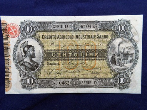 1874 italy rara banconta 100 - rara,