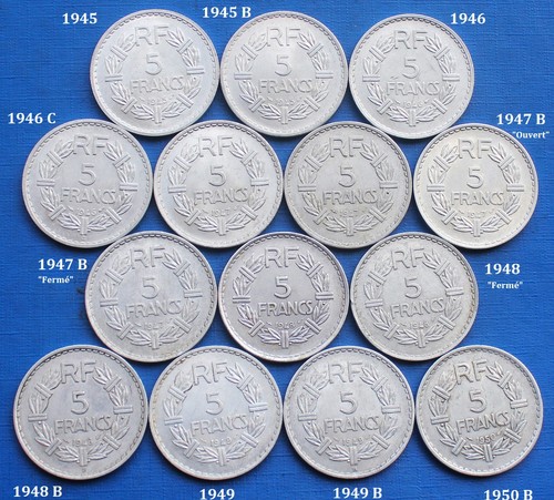 Série lot 5 francs - série, /