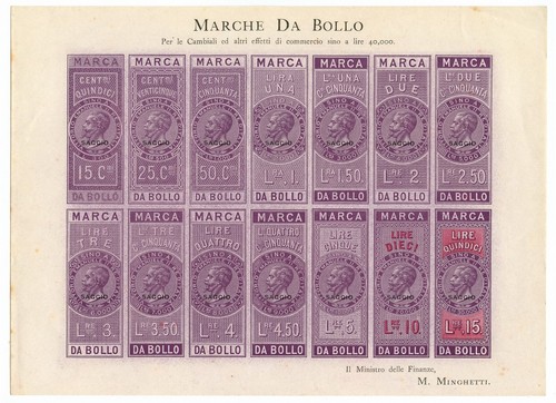 Foglio intero marche da - 14,