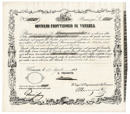 500 lire governo - 500, provvisorio
