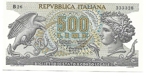 Banconota 500 lire aretusa - lire, aretusa 
